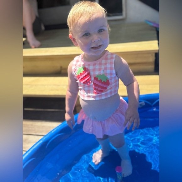 Toddler Strawberry Swimsuit Set - Picture 6 of 10